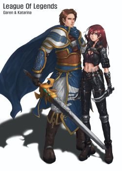 Garen & Katarina by バナジュン HD Wallpaper Fan Art Artwork League of Legends lol