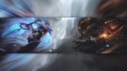 Dawnbringer Riven & Nightbringer Yasuo by TDPigs_Hi_I_am_me HD Wallpaper Background Fan Art Artwork League of Legends lol