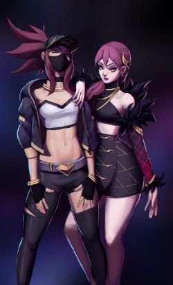 K/DA Akali & Evelynn by AceJWilliams HD Wallpaper Background Fan Art Artwork League of Legends lol