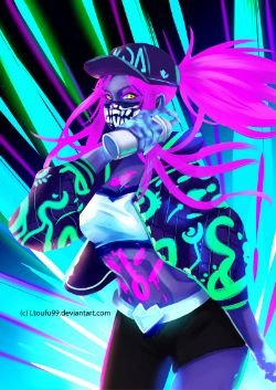 K/DA Akali by Ltoufu99 HD Wallpaper Background Fan Art Artwork League of Legends lol