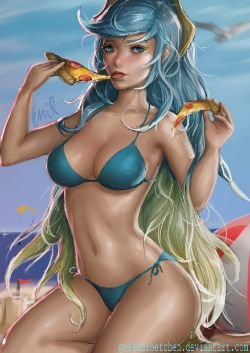 Pool Party Sona by Geleebroetchen HD Wallpaper Fan Art Artwork League of Legends lol