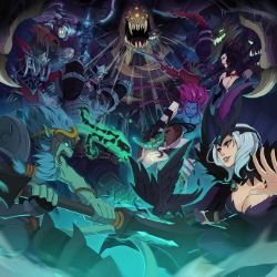 Wukong, LeBlanc, Lucian, Evelynn, Mordekaiser, Karthus, Yorick, Elise, Maokai, Nocturne, Heimerdinger by ffSade HD Wallpaper League of Legends Fan Art