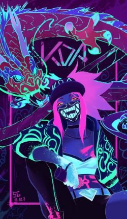 K/DA Akali by SG-摩根 HD Wallpaper Background Fan Art Artwork League of Legends lol