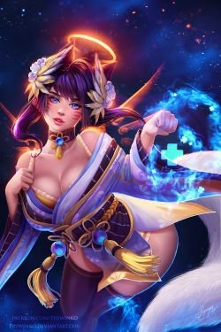 Ahri (Mercy Cosplay) by prywinko HD Wallpaper Background Fan Art Artwork League of Legends lol