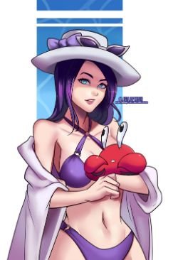 Pool Party Caitlyn by jellophish HD Wallpaper Background Fan Art Artwork League of Legends lol