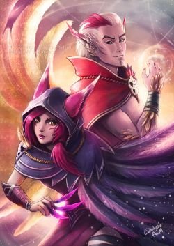 Xayah & Rakan by Emeraldus HD Wallpaper Background Fan Art Artwork League of Legends lol