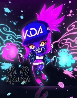 Chibi K/DA Akali by KARIS-coba (2) HD Wallpaper Background Fan Art Artwork League of Legends lol