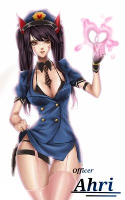 Sexy Officer Ahri HD Wallpaper Background Fan Art Artwork League of Legends lol (2)