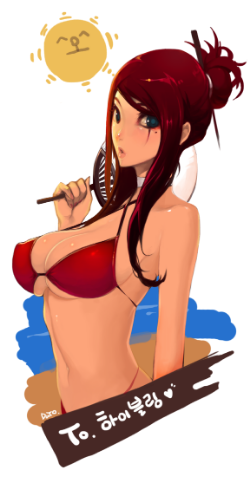 Pool Party Katarina by Duto HD Wallpaper Fan Art Artwork League of Legends lol
