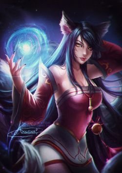 Ahri by Axsens HD Wallpaper Background Fan Art Artwork League of Legends lol