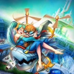 Corki & Sona by chanseven HD Wallpaper Fan Art Artwork League of Legends lol