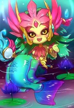 Chibi River Spirit Nami by -Ｎ◎Ｎ- HD Wallpaper Fan Artwork League of Legends lol