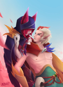 Xayah & Rakan by The0utlander HD Wallpaper Fan Art Artwork League of Legends lol