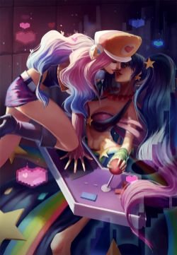 Arcade Miss Fortune & Sona by 還祠 HD Wallpaper Fan Art Artwork League of Legends lol