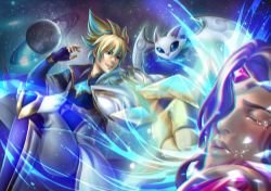 Star Guardian Ezreal Vs Armor of the Fifth Age Taric by NottoMochi HD Wallpaper Background Fan Art Artwork League of Legends lol