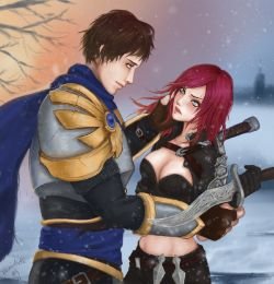 Garen & Katarina by ElisKalti HD Wallpaper Fan Art Artwork League of Legends lol