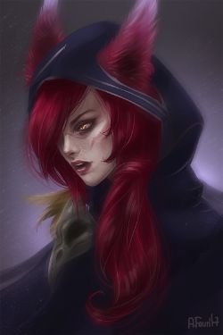 Xayah Portrait by A-Faun HD Wallpaper Fan Art Artwork League of Legends lol