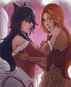 Ahri & Leona by Koyorin HD Wallpaper Background Fan Art Artwork League of Legends lol