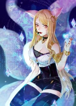 K/DA Ahri by J二十三溪 HD Wallpaper Background Fan Art Artwork League of Legends lol