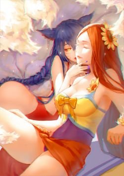 Ahri & Leona by 风待HR League of Legends Fan Art Artwork Wallpaper lol