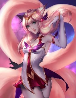 Star Guardian Ahri by Sayomi96 HD Wallpaper Background Fan Art Artwork League of Legends lol