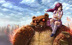 Annie Rides On Tibbers by stupjam League of Legends Artwork Wallpaper lol Fan Art