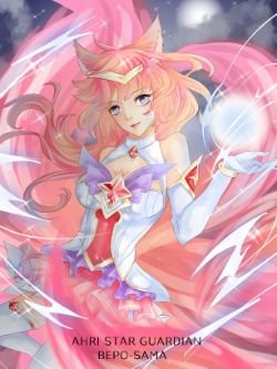 Star Guardian Ahri by beposama (2) HD Wallpaper Background Fan Art Artwork League of Legends lol