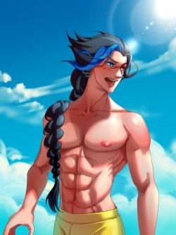 Sexy Pool Party Kayn by 燃烧的燃君_ HD Wallpaper Background Fan Art Artwork League of Legends lol