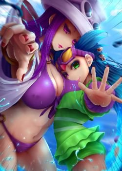 Pool Party Caitlyn & Zoe by Oldlim HD Wallpaper Background Fan Art Artwork League of Legends lol