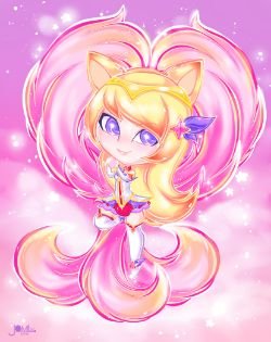 Chibi Star Guardian Ahri by jamilsc11 HD Wallpaper Background Fan Art Artwork League of Legends lol