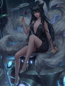 Ahri by ChubyMi (3) HD Wallpaper Background Fan Art Artwork League of Legends lol