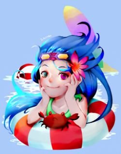 Pool Party Zoe by tofusean HD Wallpaper Background Fan Art Artwork League of Legends lol