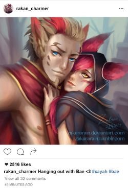 Xayah & Rakan Instagram by ZakuraRain HD Wallpaper Fan Art Artwork League of Legends lol