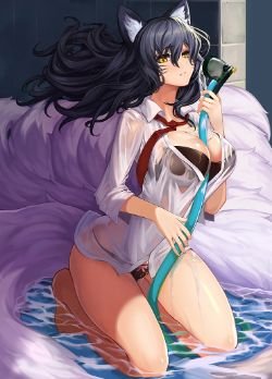 Sexy Ahri by goomrrat (2) HD Wallpaper Fan Art Artwork League of Legends lol
