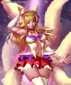 Star Guardian Ahri by Didi-Esmeralda HD Wallpaper Background Fan Art Artwork League of Legends lol