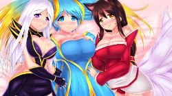 Ahri, Sona & Syndra by Xano501 (2) League of Legends Fan Art Artwork Wallpaper lol