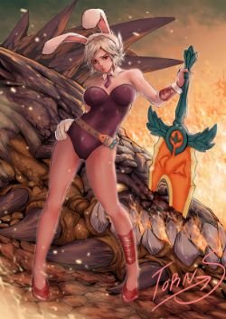 Battle Bunny Riven by Torn_S HD Wallpaper Fan Art Artwork League of Legends lol