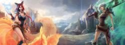 Foxfire Ahri & Riven by EwaLabak HD Wallpaper Fan Art Artwork League of Legends lol