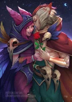 Xayah & Rakan by simoneferriero HD Wallpaper Background Fan Art Artwork League of Legends lol