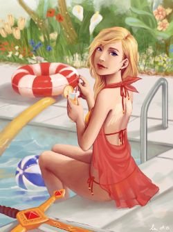 Pool Party Kayle by mistraLN HD Wallpaper Fan Art Artwork League of Legends lol
