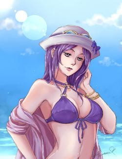 Pool Party Caitlyn by Hareia HD Wallpaper Background Fan Art Artwork League of Legends lol