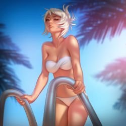 Pool Party Riven (Skin Concept) by tsuaii HD Wallpaper Fan Art Artwork League of Legends lol