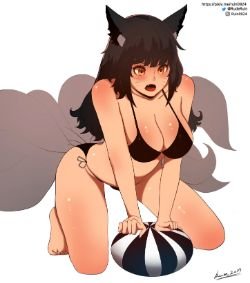 Sexy Pool Party Ahri by Rude Ruin HD Wallpaper Background Fan Art Artwork League of Legends lol (2)