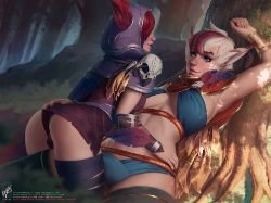 Female Rakan & Xayah (Genderbend) by TheMaestroNoob HD Wallpaper Background Fan Art Artwork League of Legends lol