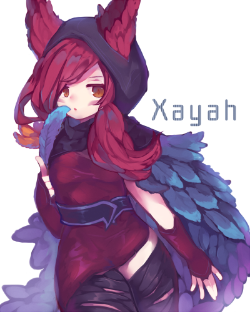 Xayah by みう HD Wallpaper Background Fan Art Artwork League of Legends lol
