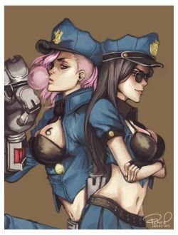Officer Caitlyn & Vi by PhatOreo HD Wallpaper Artwork Fan Art League of Legends lol