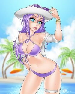 Pool Party Caitlyn by Velladonna HD Wallpaper Background Fan Art Artwork League of Legends lol