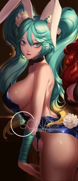 Sexy Battle Bunny Sona by citemer HD Wallpaper Fan Art Artwork League of Legends lol