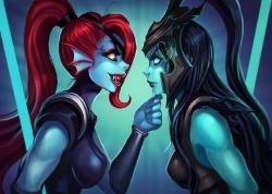 Undyne & Kalista by PuddingzZ HD Wallpaper Background Fan Art Artwork League of Legends lol