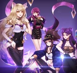 K/DA Ahri, Akali, Evelynn & Kai'Sa by Kaoruru HD Wallpaper Background Fan Art Artwork League of Legends lol